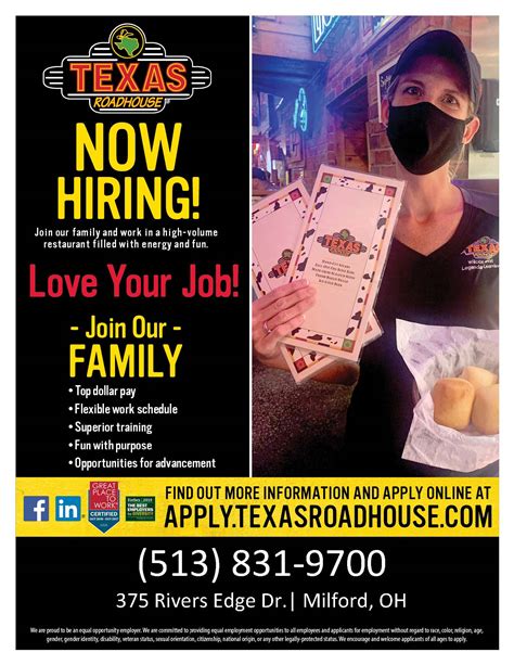 The new location is hiring for both part-time and full-time positions. . Texas roadhouse hiring